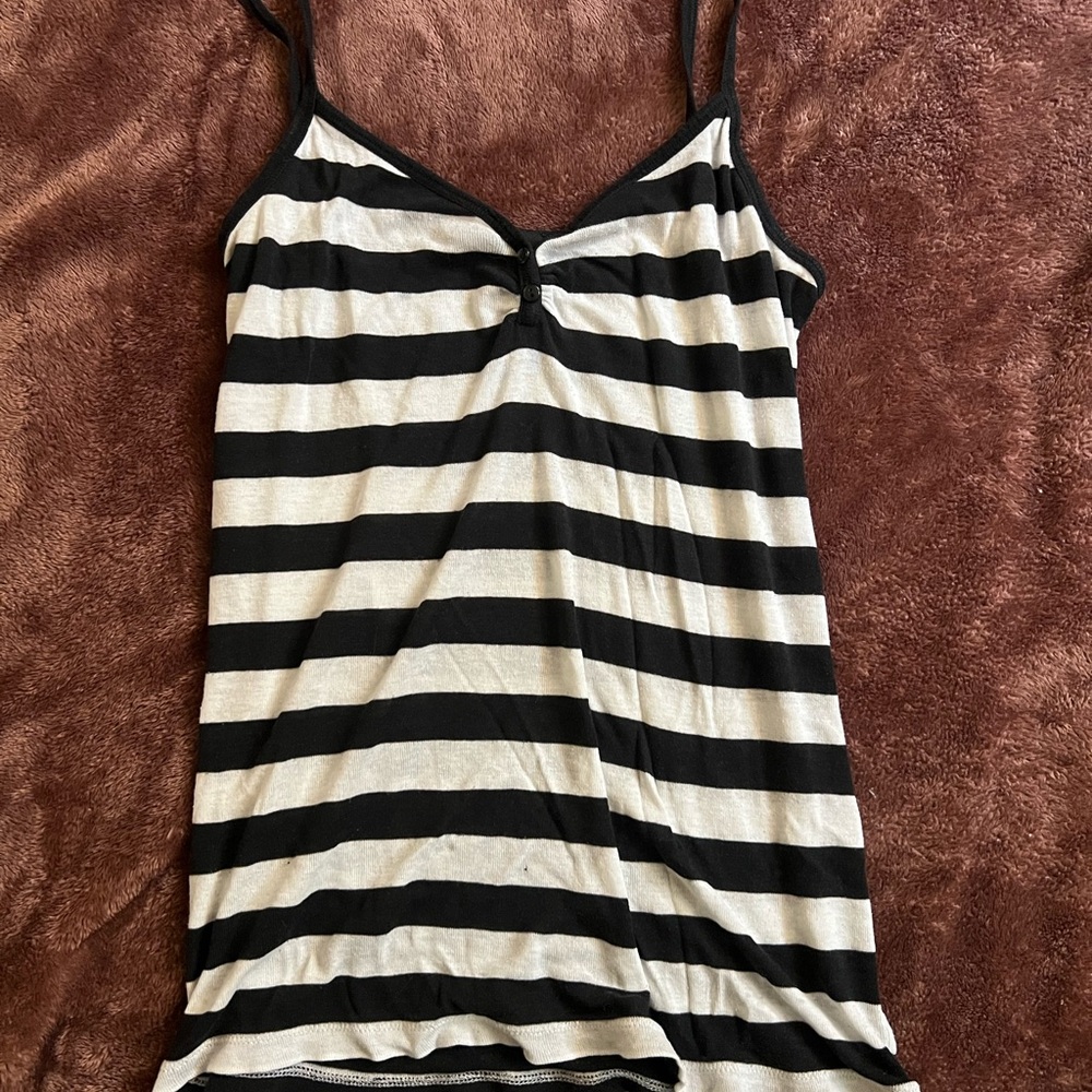 Express Black and White Fitted Ruched Camisole